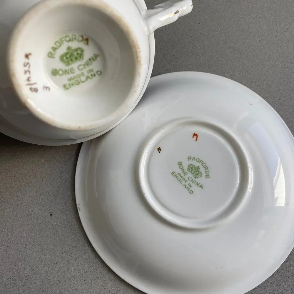 Vintage Radford Orange Paisley Bone China Teacup & Saucer Set England 1938–1957